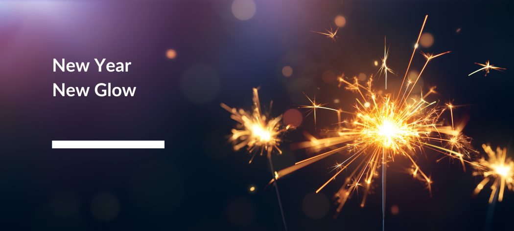 Sparklers on a banner for skincare resolutions